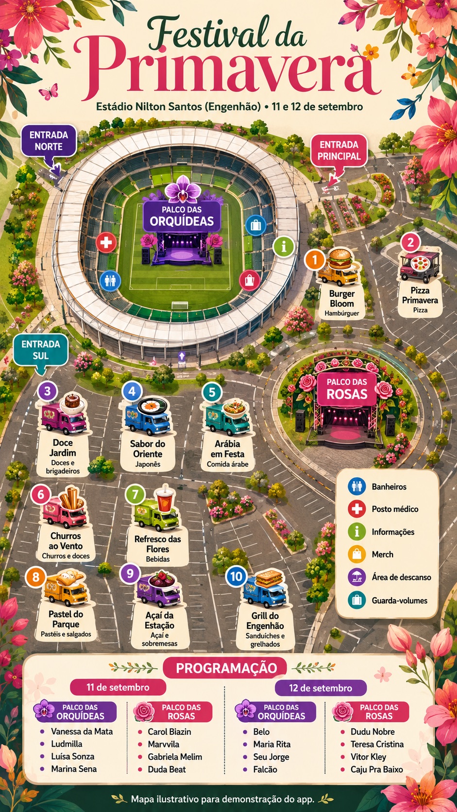 Mapa ilustrativo do Festival da Primavera